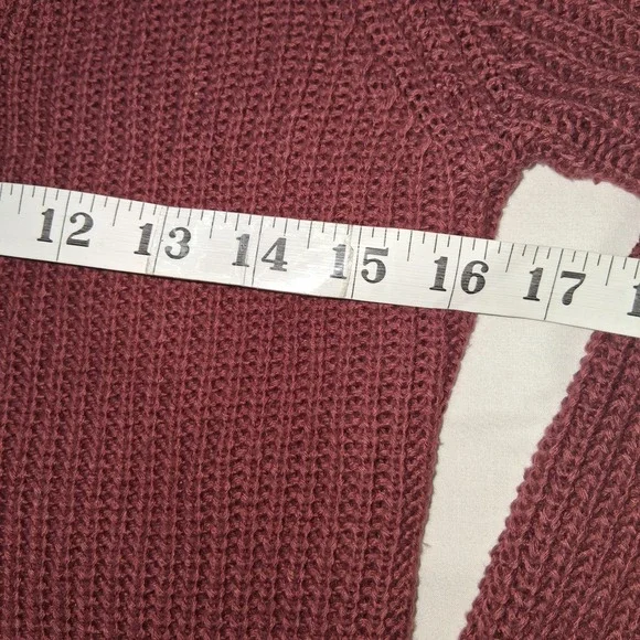 Pinque Burgundy Knit Cardigan Sweater Open Front Lace‎ Up Back XS - Picture 5 of 8